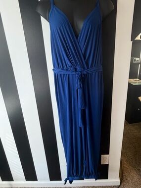 Ashley Stewart Royal Blue Sleeveless Wrap Jumpsuit
